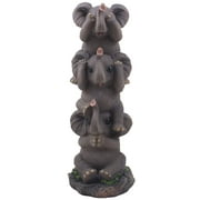 See, Hear & Speak No Evil Elephants Totem Statue in Decorative African Safari Decor or Jungle Animal Sculptures by Home 'n Gifts
