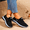 Black, variant on New Women's All-Season Casual Sneakers - Breathable Knit Fabric Toe Cap, Side Stripe Design, Slip-On Style Round Toe & PU Cushioning Sole for Walking, Running, and Commuting - Black, Red