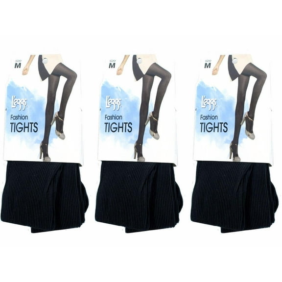 Pack of 3 L'eggs Smooth and Comfortable Fashion Tights Size M Black