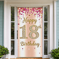 thumbnail image 7 of Pink Sparkly Happy 18th Birthday Backdrop Banner with Glittery Accents and Confetti Decorations Party Supplies Photography Props for Birthday Party Decor Birthday Decoration, 7 of 7