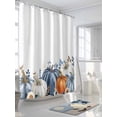 thumbnail image 3 of Floral Fall Thanksgiving Shower Curtain, Orange Blue Boho Pumpkin Bathroom Decor Curtains Set with Hooks, White Waterproof Fabric Home Accessories， 60 X 72 Inch Long, 3 of 6