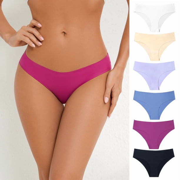 Wealurre - Ropa interior sin costuras para mujer, bragas invisibles, suaves y elásticas, paquete de 5