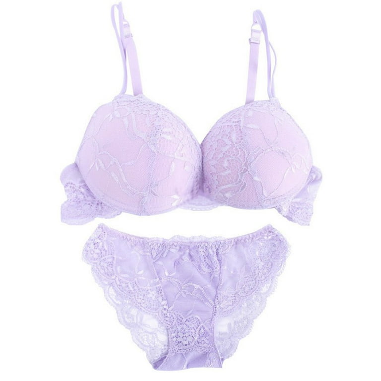 Bodycare women combed cotton embroidered lavender bra & panty set