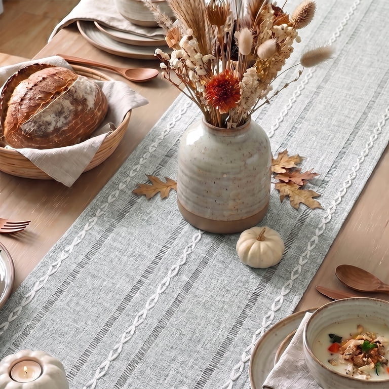 Sm:)e Light Gray Linen Table Runner 13 x 72 Inch photo 2