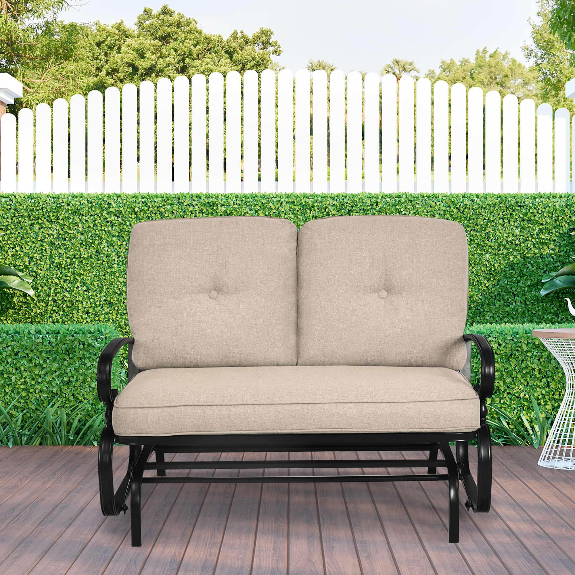 Costway 2-Person Outdoor Swing Glider Chair Bench Loveseat Cushioned Sofa - image 3 of 10