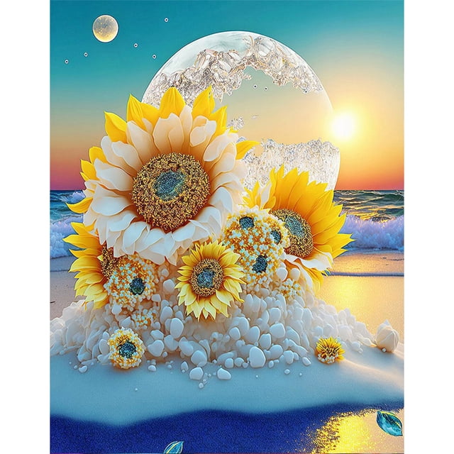 5D DIY Diamond Picture Full Round Drill Sunflower Series para Office Home Wall Hugtrwg Para estrenar