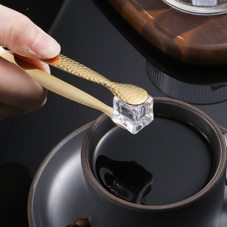 Stainless Steel Ice Scoop And Tongs Set - 6 Inches Serving Tongs With