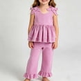 thumbnail image 2 of WRKEKC Girls Summer Outfits Solid Plaid Bow Halter Sleeveless Top and Wide Leg Pants Set for 0-5 Years, 2 of 5