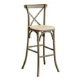 thumbnail image 5 of Canvas Tie Back Cross Back Chair and Bar Stool Seat Cushion in Ivory Linen, 5 of 5