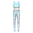 thumbnail image 3 of iEFiEL Kids Girls Ballet Dancewear Gymnastics Outfit Sports Bra Crop Tank Top with Yoga Running Pants Leggings Blue 8, 3 of 7