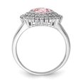 thumbnail image 2 of Primal Silver Sterling Silver Rhodium-plated 6mm Pink Heart Cubic Zirconia Ring, 2 of 7