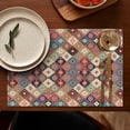 thumbnail image 4 of Orange Ethnic Rhombus Pattern Summer Placemats Table Placemats Set Of 6-Linen Kitchen Washable Placemats Table Mats 11.8"x17.7" Non-Slip Heat Resistant, 4 of 5