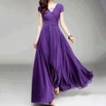 thumbnail image 2 of Discountstore145 Vestido largo para mujer, otoño, invierno, elegante, color liso, cuello en V, manga corta, parte delantera cruzada, cintura ajustada, para cóctel, fiesta, para boda de noche Xishao ropa, 2 of 2
