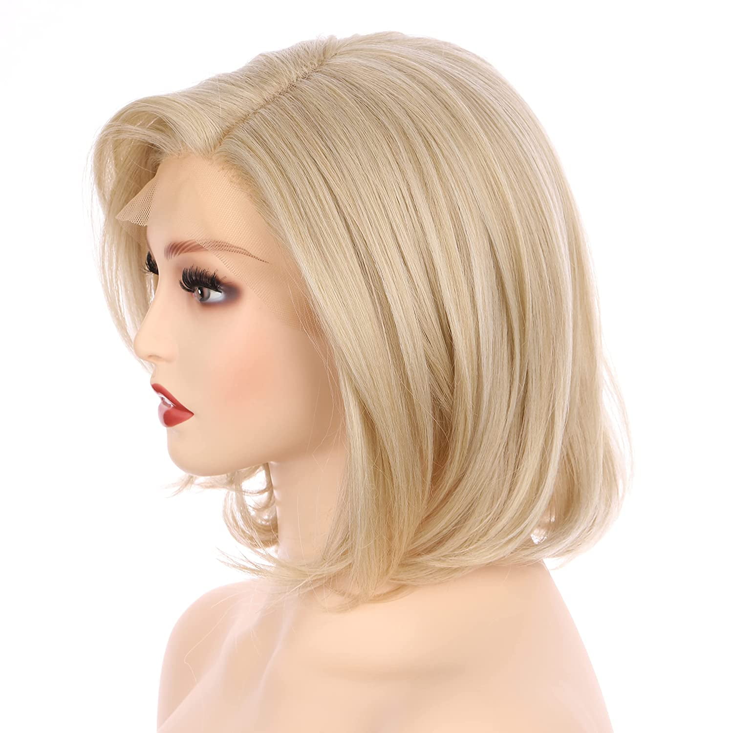 OneDor 9.5 Inch Size Part Lace Front Wig Relaxed Straight Bob Wig (Blonde) …