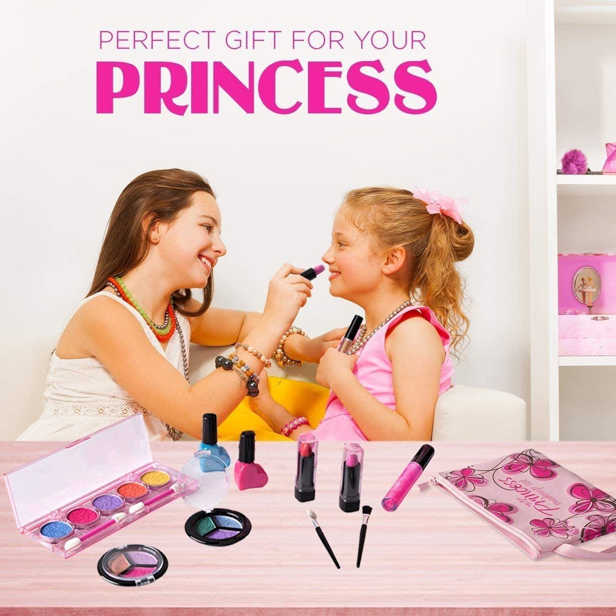 Playkidz Real Washable Play Make Up Set for Princess - Kids Makeup Kit for Girls Non Toxic - Full Makeup Dress Up Set with Bag. 11 PC - image 4 of 7