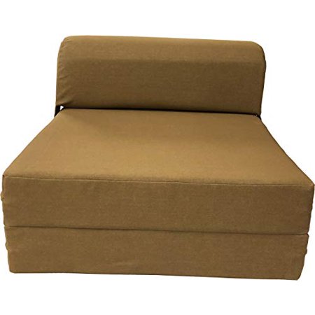 D&D Futon Folding Foam Sleeper Chair - 6" Thick Tri-Fold Bed, 70"L X 32"W, Turquoise, Portable Guest Bed & Sofa