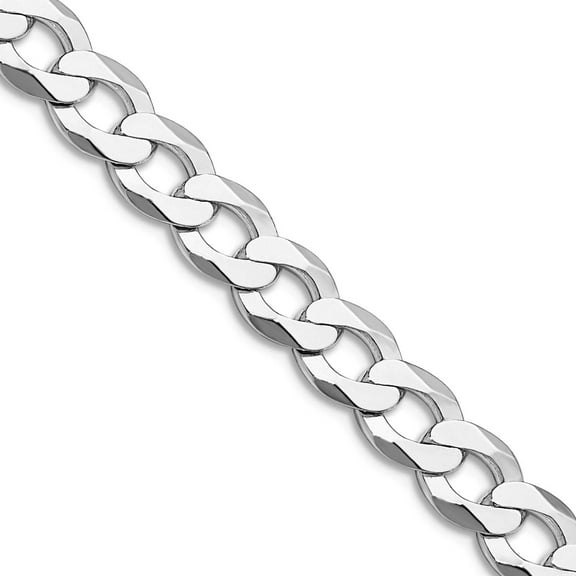 925 Sterling Silver Rhodium Plated 6.8mm Flat Curb Chain Necklace 20 Inch Chain Necklace for Women and Men