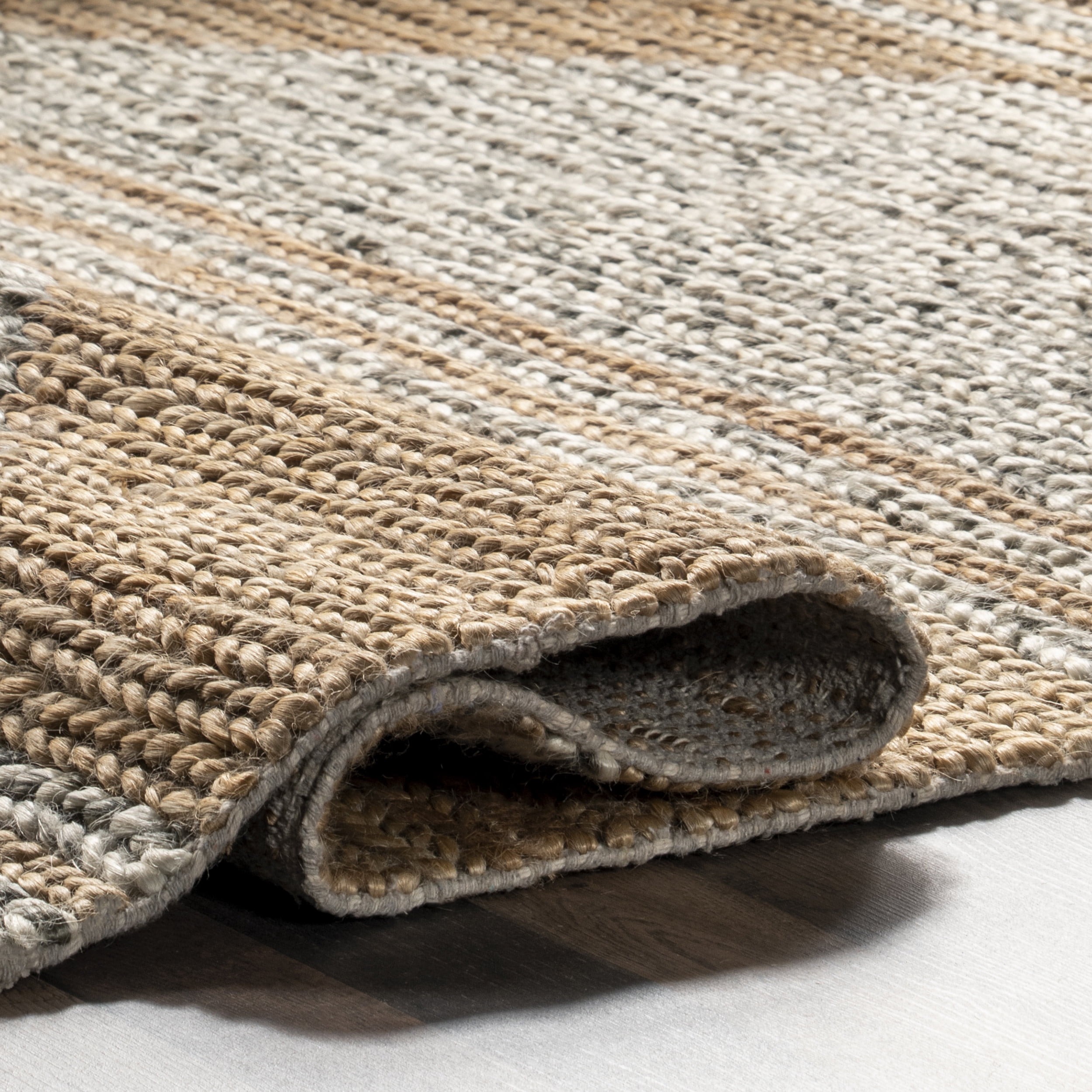 nuLOOM Akasha Faded Diamond Jute Blend Area Rug, 4' x 6', Natural