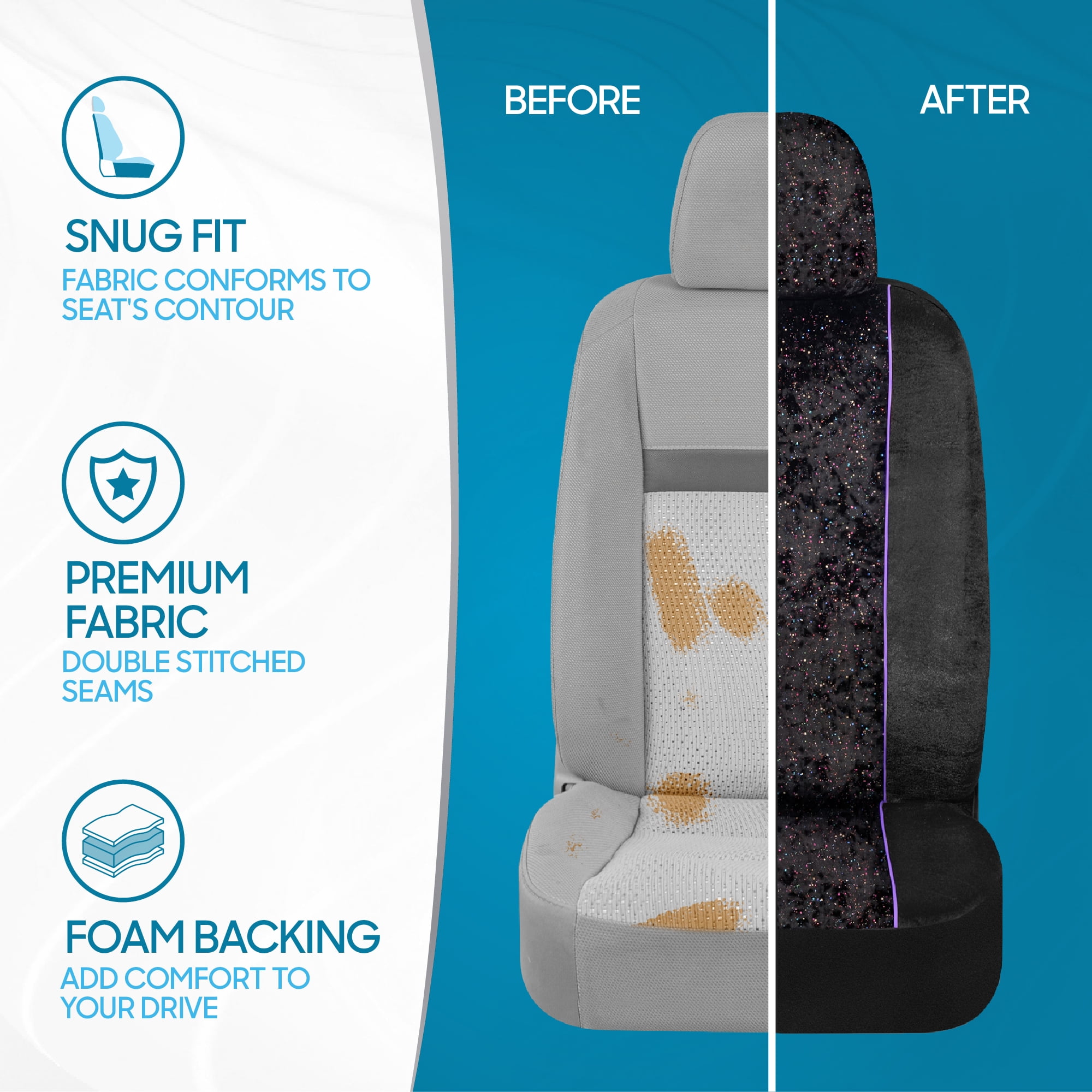 BDK Floral Theme Car Seat Covers - Flower Design Universal Fit Car Seat Covers for All Vehicle - 2 Sets