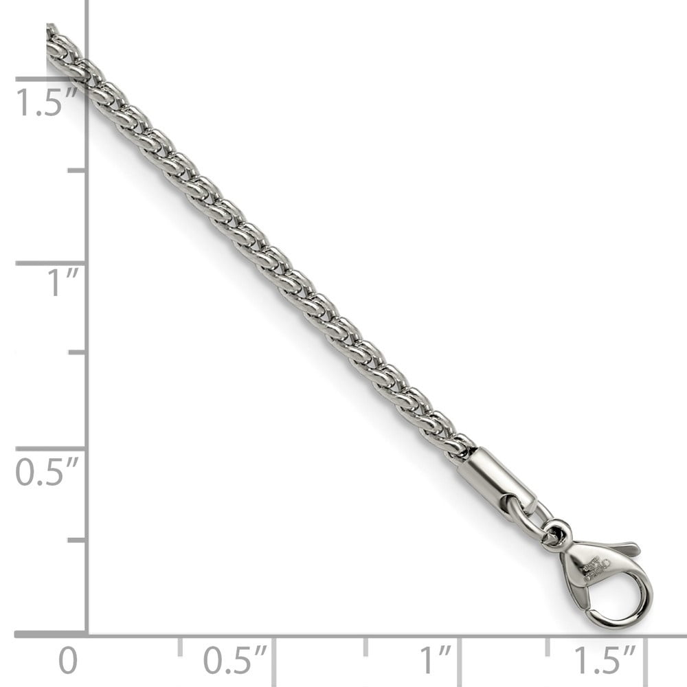 Auriga Fine Jewelry Stainless Steel Polished 2.5mm 9.5 inch Fancy Link Anklet for Women