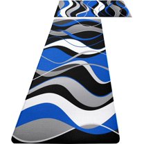 Blue and Black Kitchen Rugs and Mats for Floor Anti Fatigue Kitchen Rugs Set of 2 Blue Modern Art Non-Skid Washable Kitchen Mats for Kitchen Sink Laundry (Blue, 17.5"x29.5" 17.5"x47")
