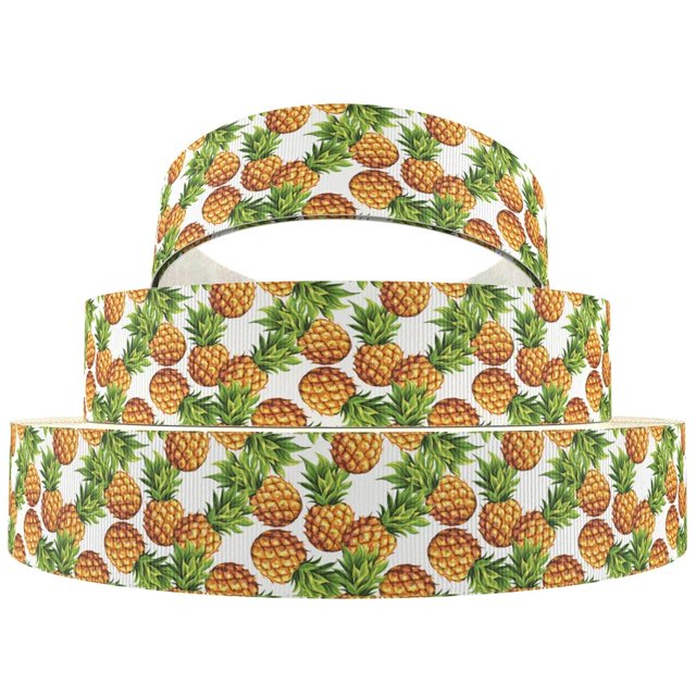 Cintas de grosgrain con estampado de frutas de 5 yardas y 25mm para decoraciones para fiestas de Navidad y bodas, suministros de cintas artesanales con lazo DIY, 5Yc28559