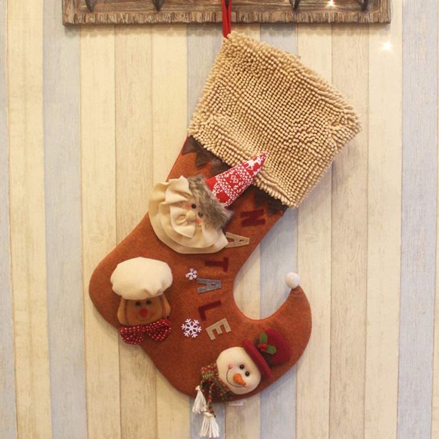 Bolsa de regalo de dulces de Navidad Accesorios de decoración Calcetines de muñeco de nieve de Papá Noel Decoración de regalo de Navidad 52 * 82 (cm) decoración de Navidad (Color : Brass) Xemadio ZYY-2456