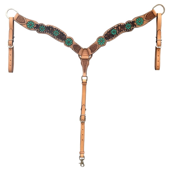 Hilason Western Horse Floral Hand Painted American Leather Breast Collar Tan