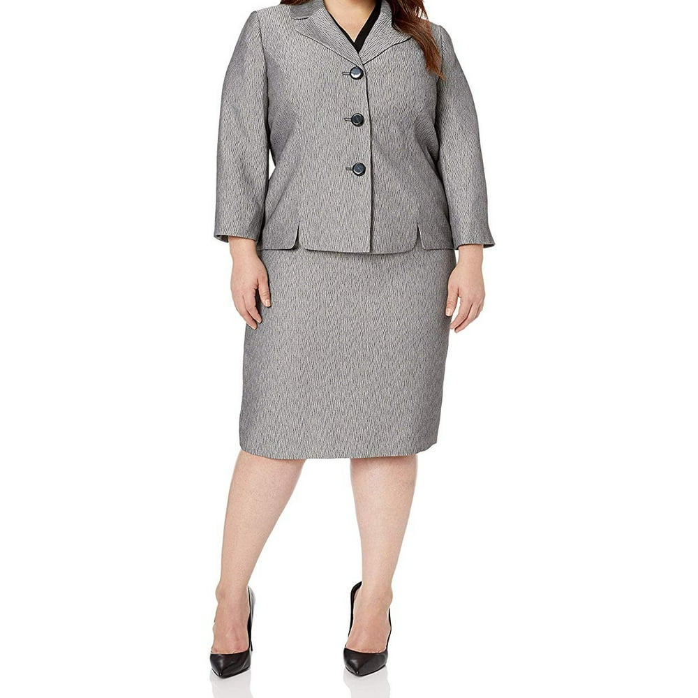 Le Suit - Womens Skirt Suit Three-Button Wide Lapel Novelty 6 - Walmart ...