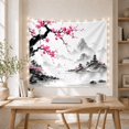 thumbnail image 5 of Misty Mountains with Pagoda and Cherry Blossoms Serene Japanese Inspired for Nature Lovers Traditional Landscape Art Housewarming Gift Tapestry Wall Hanging for Bedroom and Living Room, 5 of 7