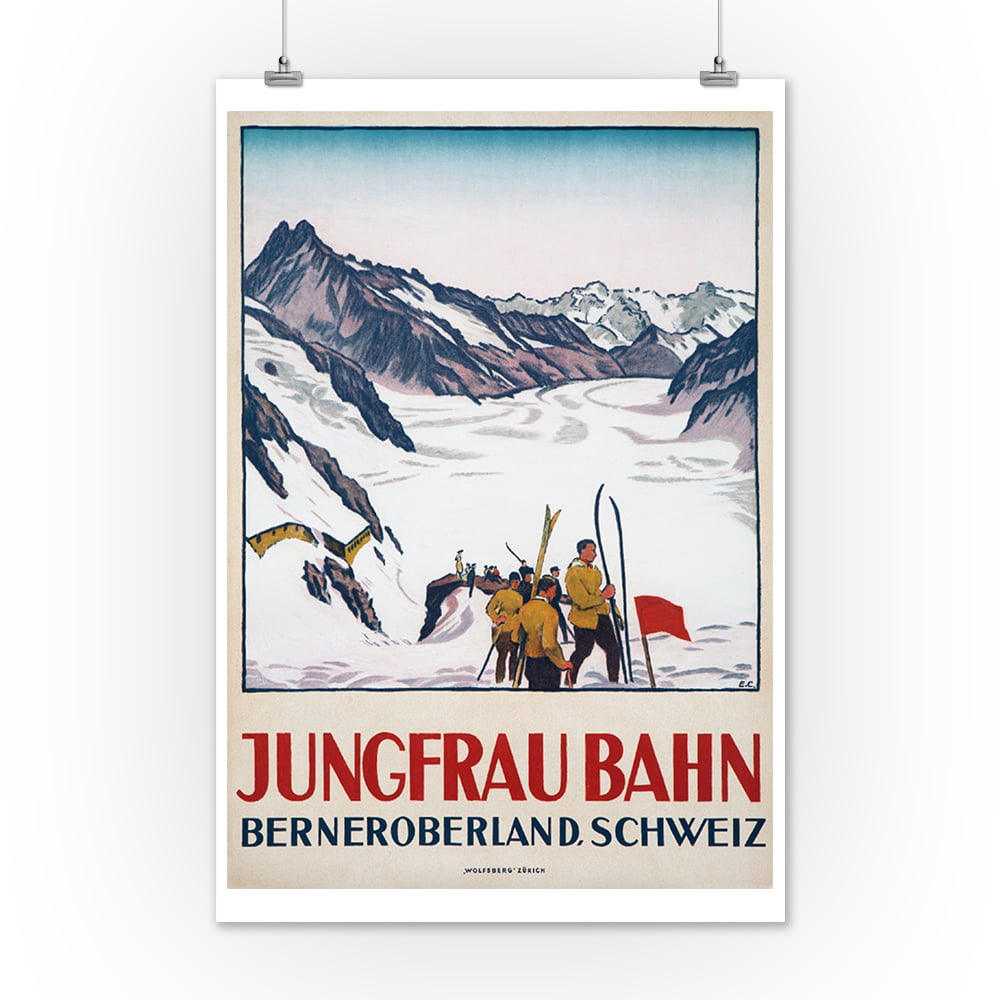 Jungfrau Bahn Vintage Poster (artist: Cardinaux, Emil) Switzerland c. 1919  (9x12 Art Print, Wall Decor Travel Poster)