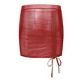 thumbnail image 4 of Kaerm Womens Shiny See Through Sheer Mini Skirt Drawstring Package Hip Design for Date Night And Club Wear Burgundy S, 4 of 4