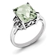 thumbnail image 1 of Sterling Silver Rhodium Octogonal Checker-Cut Bague en Quartz Vert Taille 7, 1 of 2