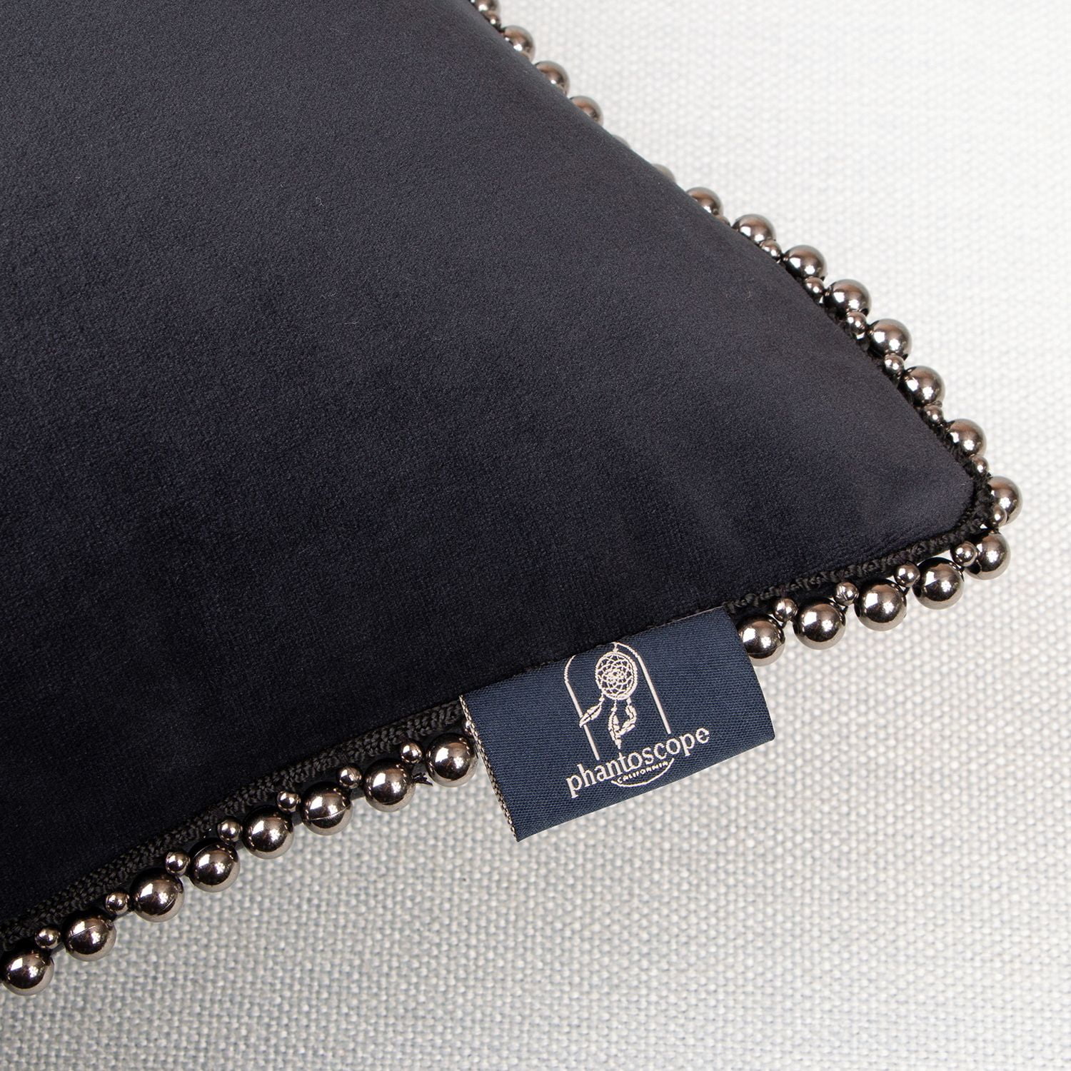 Phantoscope Velvet Decorative Throw Pillows with Inserts, Particle Trim, 18 x 18 in, Black, 2 Pack