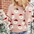 thumbnail image 3 of Suéter de punto navideño familiar nuevo 2024 para mujer, de manga larga, cuello redondo, estampado de Papá Noel, cuello redondo, sudadera de talla grande, 3 of 4