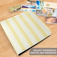 thumbnail image 5 of Leather Cover Photo Album 80 Pockets 4x6 Photos Bookshelf Picture Album Light Yellow and Off-white Striped, 5 of 9