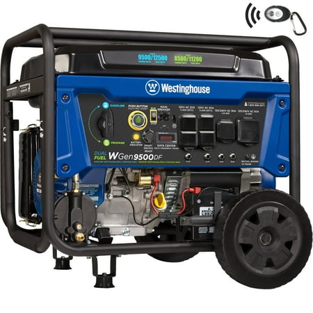 Westinghouse 12,500 Peak Watt Dual Fuel Portable Generator, Electric Start, Transfer Switch Ready