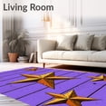 thumbnail image 2 of ODIKA 6'x9' Machine Washable Non-Slip Area Rug, Distressed Plank Insignia Retro Saloon Style High Traffic Rug, Purple, 663755, 2 of 7