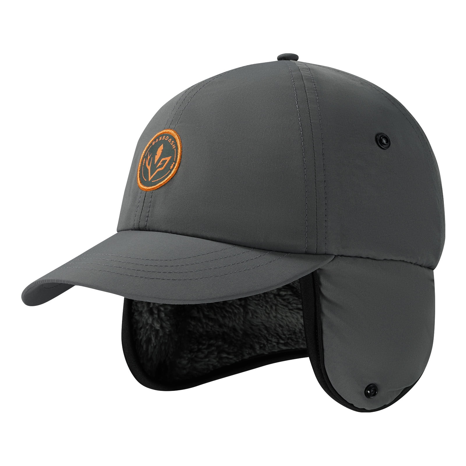 BASSDASH Warm Fleece Lined Hat with Ear Flap Winter Water Resistant Windproof Baseball Sports Cap for Hunting Hiking Fishing