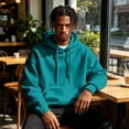 thumbnail image 6 of UDAUDU Mens Hooded Fall Fashion Long Sleeve Hoodies Casual Drawstring Winter Pullover Cotton Sweatshirt for Men with Pockets Turquoise S, 6 of 8