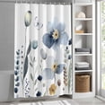 thumbnail image 3 of Watercolor Flowers Leaf Fabric Shower Curtain Blue Butterfly Plant Washable Shower Curtains for Bathroom, Waterproof Bath Curtain with Hooks Home Decor 72x72in, 3 of 8