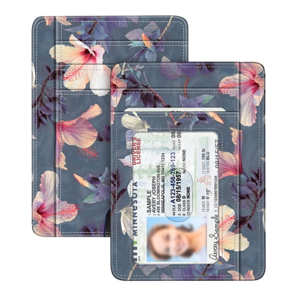 Tarjetero Fintie Slim, minimalista, de piel con bloqueo RFID