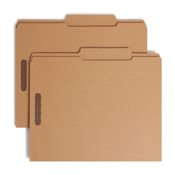 Smead® Kraft Reinforced Tab Fastener Folders, Letter Size, 2/5 Cut, Pack Of 50