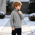 thumbnail image 6 of cocolona Boys Half Zipper Sweatshirts Fall Pullover Loose Casual Lapel Tops Solid Color Fall Winter Trendy Sweatshirts Sizes 3-14, 6 of 9