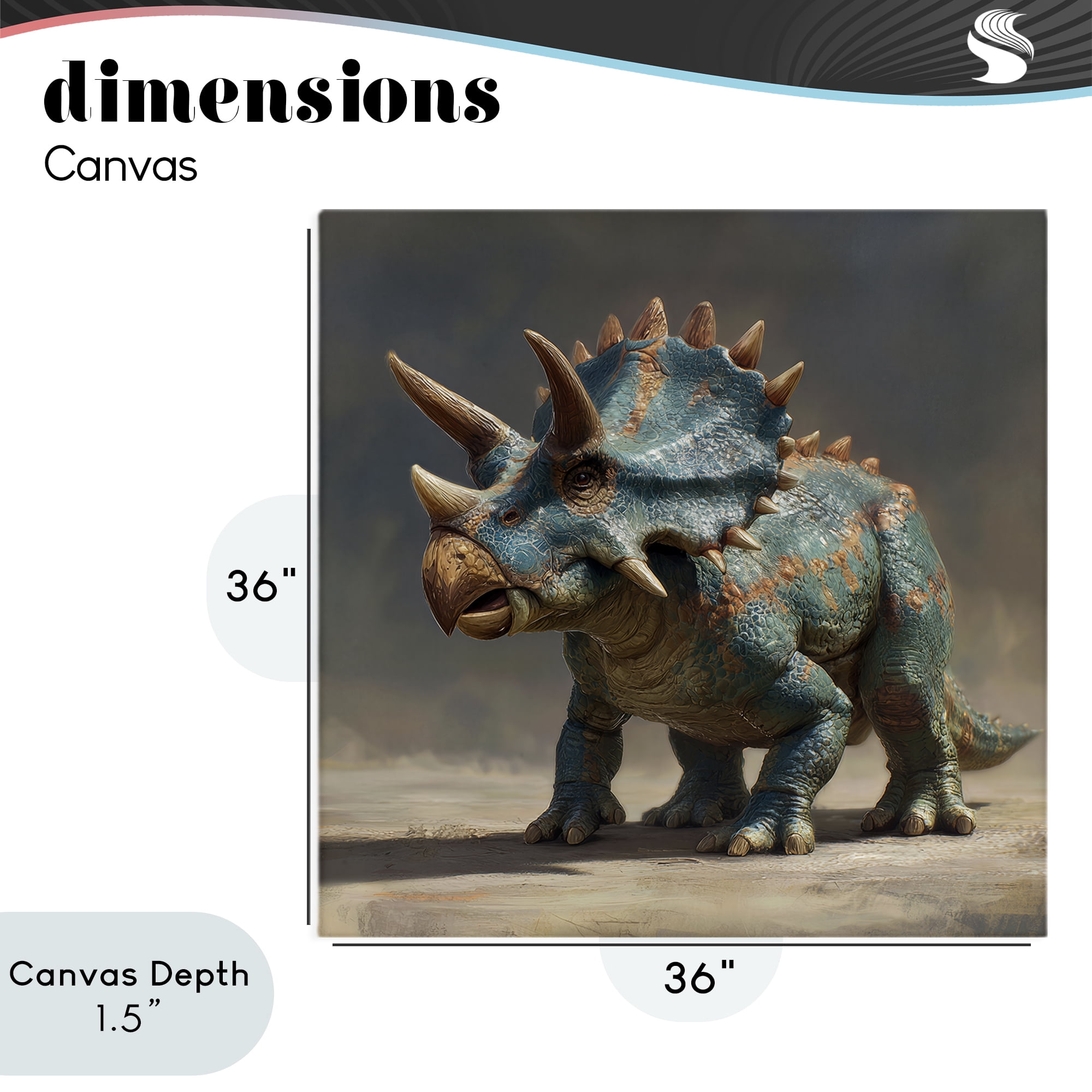 Stupell Industries Horned Triceratops at Sunrise Canvas Wall Art, design by Wumples
