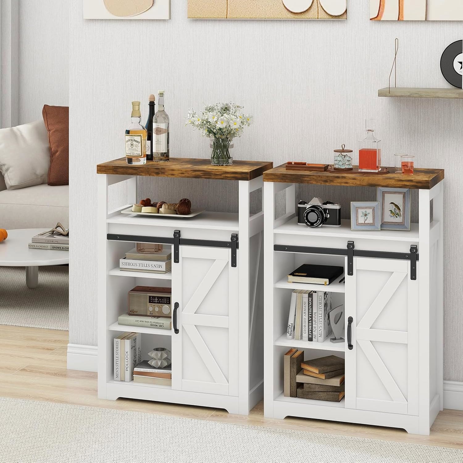 Vabches Bathroom Floor Cabinet with Sliding Door,Freestanding Bathroom Storage Cabinet with Adjustable Shelf