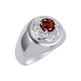 thumbnail image 3 of RYLOS Men's Rings Sterling Silver Designer Gypsy 7MM Round Gemstone & Diamond Ring Garnet January Birthstone Rings Size 13, 3 of 6