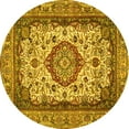 thumbnail image 1 of Ahgly Company Indoor Round Medallion Yellow Traditional Area Rugs, 7' Round, 1 of 4
