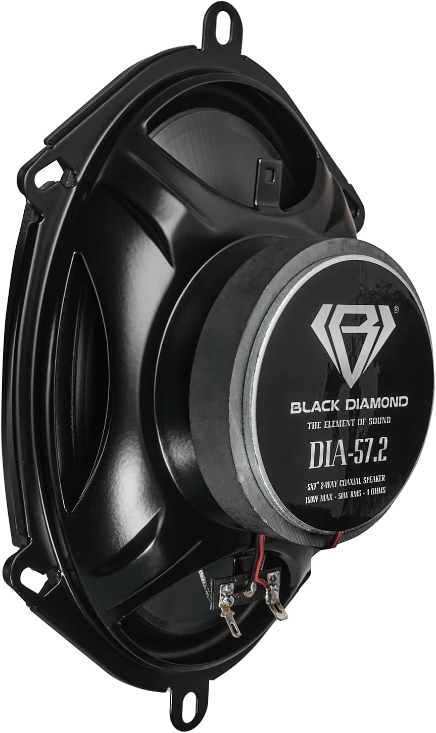BLACK DIAMOND DIA-57.2 5x7" 2-Way Coaxial Car Speakers - 150W Max, 4-Ohm Car Audio Door Stereo Speakers (Pair)