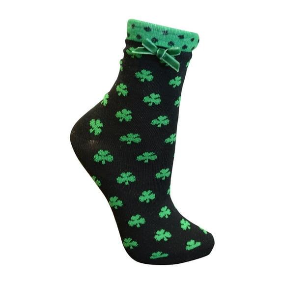 Traditional Craft Ltd. Green/Black Shamrock Ankle Socks